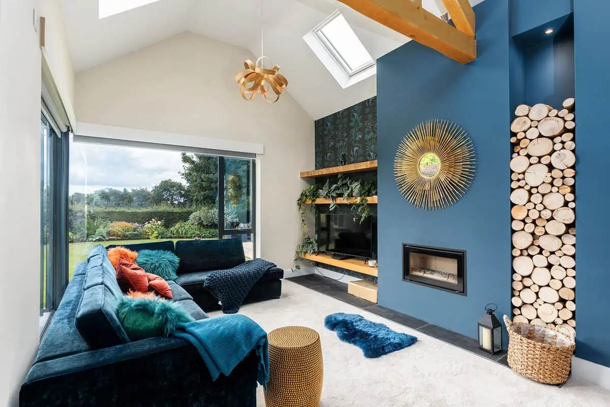 Rear extension interior blue wall